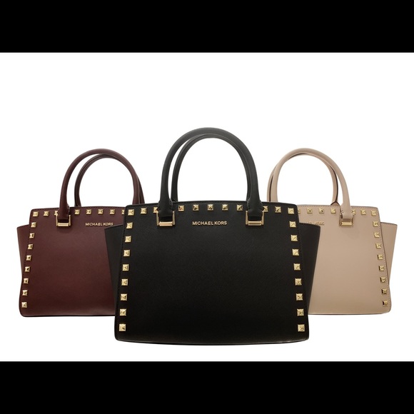 Gaby’sBags👜💕-NWT Michael Kors Satchel Studded - Picture 2 of 8